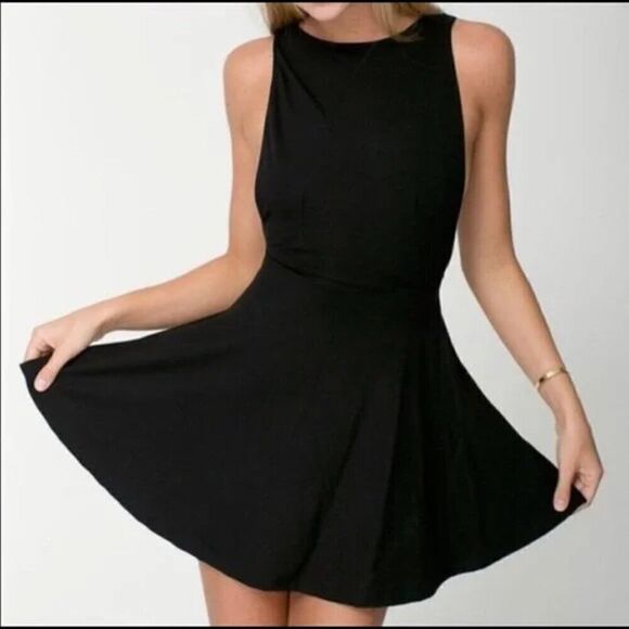 NEW American Apparel S Black Y2k Skater Indie Sleaze Grunge Mini Fit Flare Dress - Picture 5 of 16